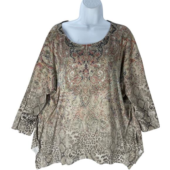 Time and Tru Tunic Top Womens Plus XXXL / 22 Paisley Animal Print Bohemian Flowy - Picture 3 of 8